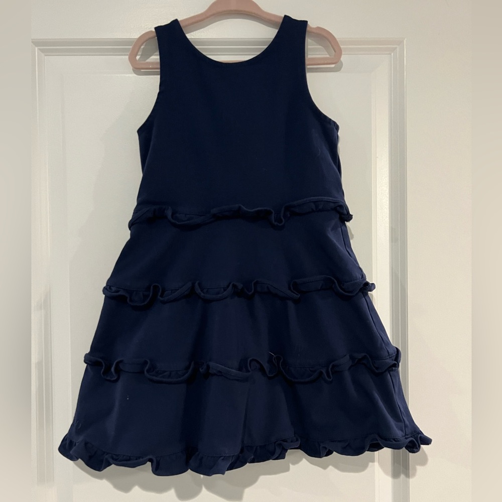 Polo Ralph Lauren Navy Blue Ruffle Tank Dress Girls Size 5